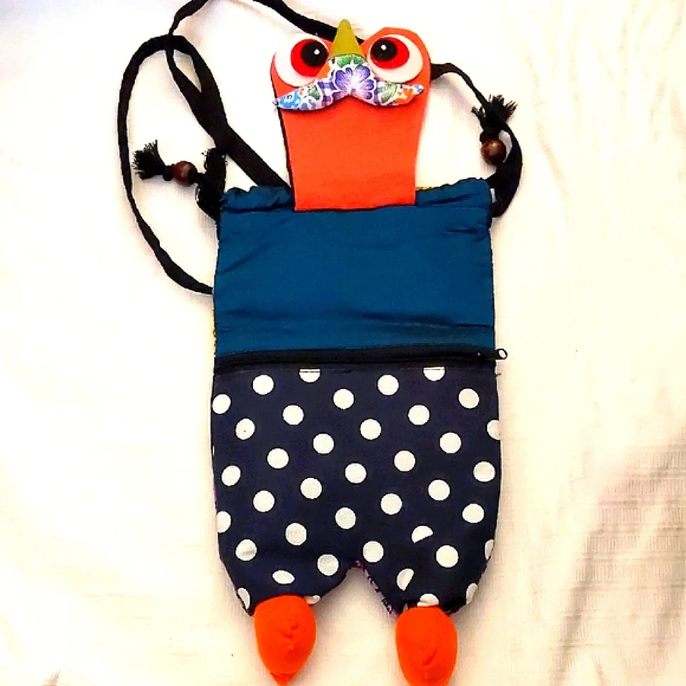 Owl Colorful Funky quirky Whimsical Boho Kids Bag fabric